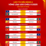 kqbd lu Lịch thi đấu đội tuyển U20 Việt Nam tại vòng loại U20 châu Á 2025